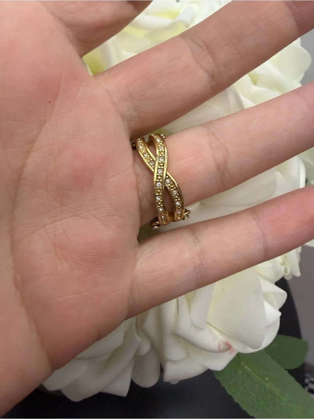 Vintage Gold tone and Silver Ring Set with Ruby Accent size 6